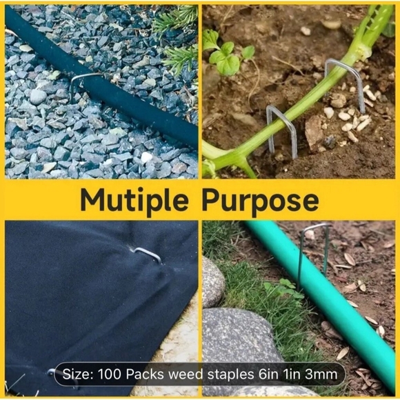 100 Pack 6" 11 Gauge Landscape Staples Garden Stakes Galvanized Sod Staples - Picture 6 of 6